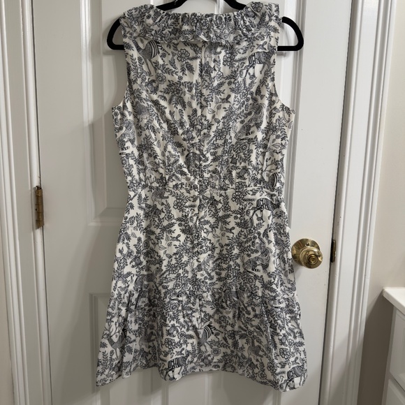 Saloni Misha Sleeveless Gret and White Toile Print Mini Sundress US 6 / UK 10 - Picture 5 of 9